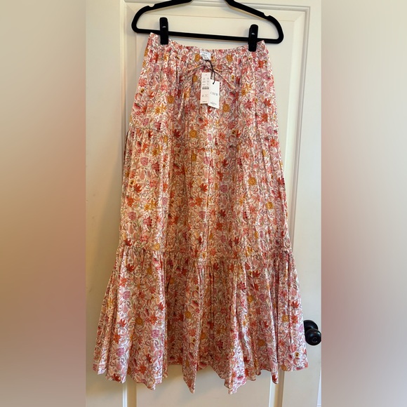 JCrew tiered Organic cotton maxi skirt in garden of life fabric size M - Picture 4 of 7